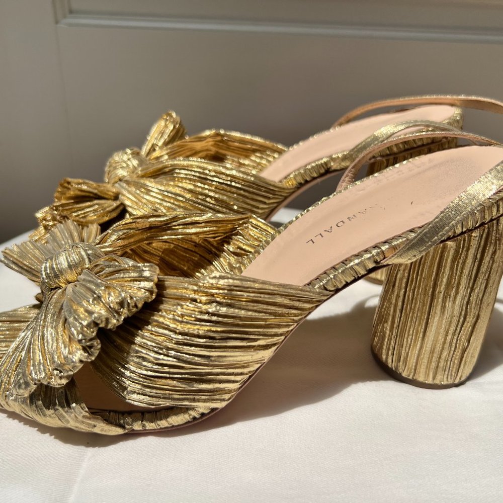 LOEFFLER RANDALL Gold Camellia Knotted Sandal